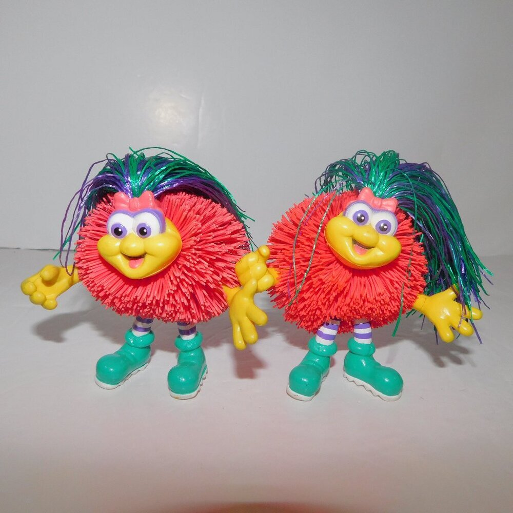 Set 2 Vintage 90s Odzzon kooshBall  Kooshlings Girl SUNNY bendable Toy Figure 3"
